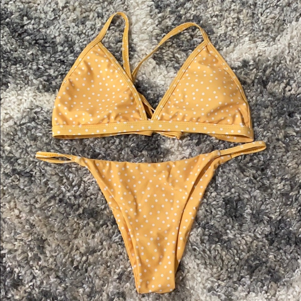 Zaful Yellow Polka Dot Bikini